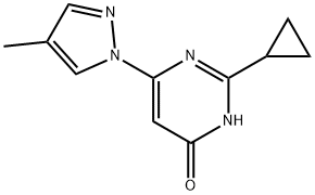 4-Hydroxy-2-cyclopropyl-6-(4-methyl-1H-pyrazol-1-yl)pyrimidine, 1412955-14-6, 结构式
