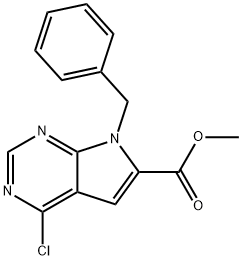methyl 7-benzyl-4-chloropyrrolo[2,3-d]pyrimidine-6-carboxylate Struktur