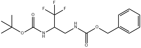 Carbamic acid, N-[2-[[(1,1-dimethylethoxy)carbonyl]amino]-3,3,3-trifluoropropyl]-, phenylmethyl ester Struktur