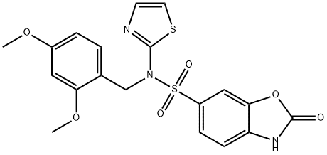 N-(2,4-dimethoxybenzyl)-2-oxo-N-(thiazol-2-yl)-2,3-dihydrobenzo[d]oxazole-6-sulfonamide,1432515-21-3,结构式