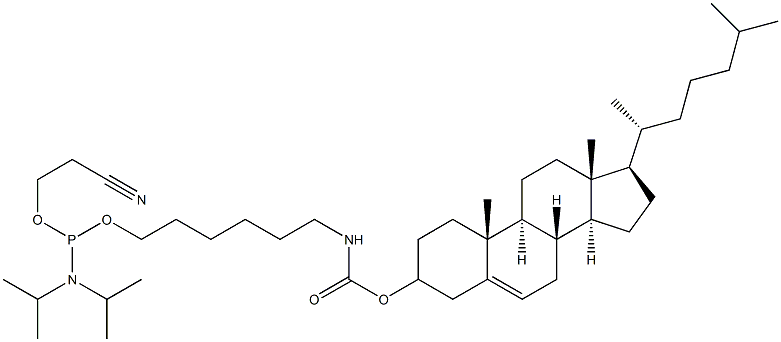 Cholest-5-en-3-ol, 3-(6-(((2-cyanoethoxy)(diisopropylamino)phosphino)oxy)hexyl)carbemate Struktur