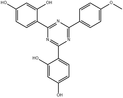 1,3-Benzenediol, 4,4'-[6-(4-methoxyphenyl)-1,3,5-triazine-2,4-diyl]bis-
 Structure