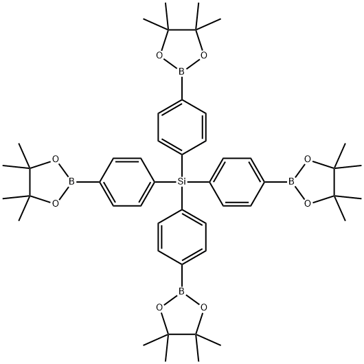 四(4-(4,4,5,5-四甲基-1,3,2-二氧杂环戊环-2-基)苯基)硅烷, 1448021-42-8, 结构式