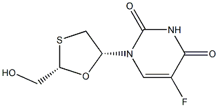 2,4(1H,3H)-Pyrimidinedione,5-fluoro-1-[2-(hydroxymethyl)-1,3-oxathiolan-5-yl]-, (2S-cis)- (9CI) Structure