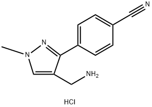 4-[4-(aminomethyl)-1-methyl-1H-pyrazol-3-yl]benzonitrile hydrochloride Structure