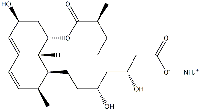 Ammonium (3R,5R)-3,5-dihydroxy-7-[(1S,2S,6S,8S,8aR)-6-hydroxy-2-methyl-8-[[(2S)-2-methylbutanoyl]oxy]-1,2,6,7,8,8a-hexahydronaphtalen-1-yl]heptanoate 结构式