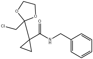 1-(2-クロロメチル-1,3-ジオキソラン-2-イル)-N-ベンジルシクロプロパンカルボキサミド 化学構造式