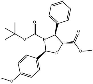 (2S,4S,5R)-3-BOC-2-(4-甲氧基苯基)-4-苯基噁唑烷-5-甲酸甲酯,153652-75-6,结构式