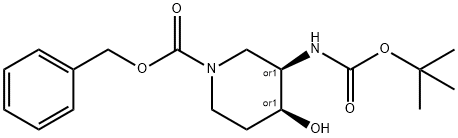 顺式 3-((叔丁基氧羰基)胺基-4-羟基吡啶-1-羧酸苄基酯, 1549812-60-3, 结构式