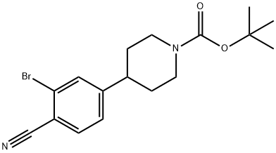 5-(N-Boc-Piperidin-4-yl)-2-cyano-1-bromobenzene 结构式