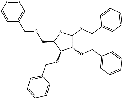 Benzyl 2,3,5-tri-O-benzyl-1,4 dithio-D-ribofuranoside 结构式
