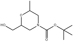 tert-butyl 2-(hydroxymethyl)-6-methylmorpholine-4-carboxylate, 1603504-26-2, 结构式