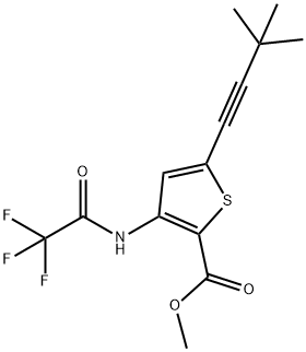 methyl 5-(3,3-dimethylbut-1-yn-1-yl)-3-(2,2,2-trifluoroacetamido)thiophene-2-carboxylate Structure