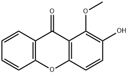 1-メトキシ-2-ヒドロキシ-9H-キサンテン-9-オン 化学構造式