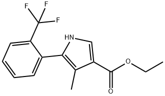 1H-Pyrrole-3-carboxylic acid, 4-methyl-5-[2-(trifluoromethyl)phenyl]-, ethyl ester 化学構造式