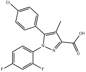 1-(2,4-二氟苯基)-5-对氯苯基-4-甲基-吡唑-3-甲酸 结构式