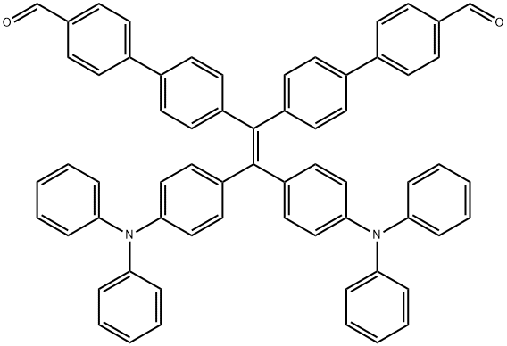 4,4′′-[2,2-ビス[4-(ジフェニルアミノ)フェニル]エテン-1,1-ジイル]ビス(1,1′-ビフェニル-4′-カルボアルデヒド) 化学構造式