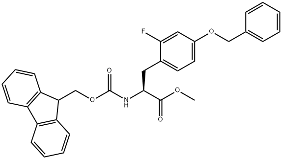 (S)-甲基2-((9H-氟-9-基)甲氧基)羰基氨基)-3-(4-(苄氧基)-2-氟苯基)丙酸酯 结构式