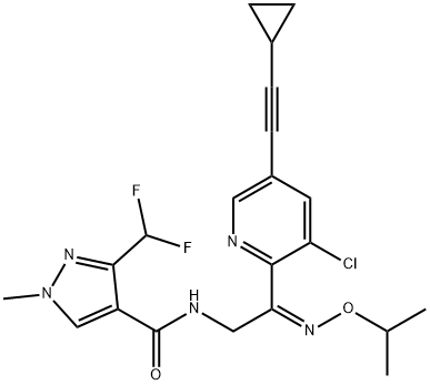 1H-Pyrazole-4-carboxamide,N-[(2Z)-2-[3-chloro-5-(2-cyclopropylethynyl)-2-pyridinyl]-2-[(1-methylethoxy)imino]ethyl]-3-(difluoromethyl)-1-methyl- Structure