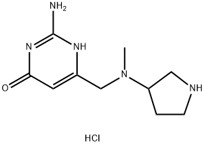 2-氨基-6-{[甲基(吡咯烷-3-基)氨基]甲基}-3,4-二氢嘧啶-4-酮盐酸 结构式