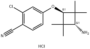 4-((1R,3R)-3-AMINO-2,2,4,4-TETRAMETHYLCYCLOBUTOXY)-2-CHLOROBENZONITRILE HYDROCHLORIDE, 1818885-55-0, 结构式