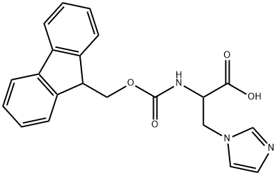 2-({[(9H-fluoren-9-yl)methoxy]carbonyl}amino)-3-(1H-imidazol-1-yl)propanoic acid 结构式