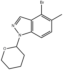 4-ブロモ-5-メチル-1-(テトラヒドロ-2H-ピラン-2-イル)-1H-インダゾール 化学構造式