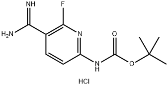 tert-butyl (5-carbamimidoyl-6-fluoropyridin-2-yl)carbamate HCL Structure