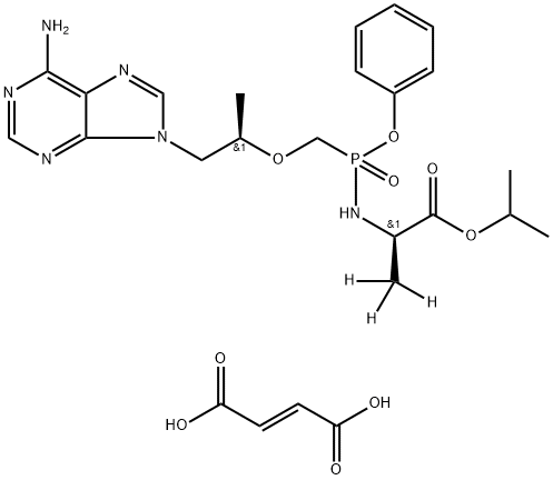 isopropyl ((R)-((((R)-1-(6-amino-9H-purin-9-yl)propan-2-yl)oxy)methyl)(phenoxy)                phosphoryl)-D-alaninate Struktur