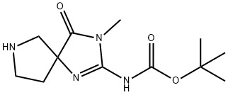 (3-甲基-4-氧代-1,3,7-三氮杂螺[4.4]壬-1-烯-2-基)氨基甲酸叔丁酯,1956426-43-9,结构式