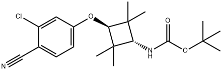 tert-butyl ((1R,3R)-3-(3-chloro-4-cyanophenoxy)-2,2,4-trimethylcyclobutyl)carbamate Structure