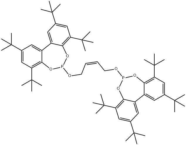 (Z)-1,4-bis((2,4,8,10-tetra-tert-butyldibenzo[d,f][1,3,2]dioxaphosphepin-6-yl)oxy)but-2-ene 结构式