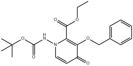 3-(苄氧基)-1-((叔丁氧基羰基)氨基)-4-氧代-1,4-二氢吡啶-2-羧酸乙酯,1985607-65-5,结构式