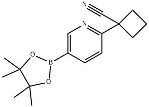 1-(5-(4,4,5,5-tetramethyl-1,3,2-dioxaborolan-2-yl)pyridin-2-yl)cyclobutane-1-carbonitrile Struktur