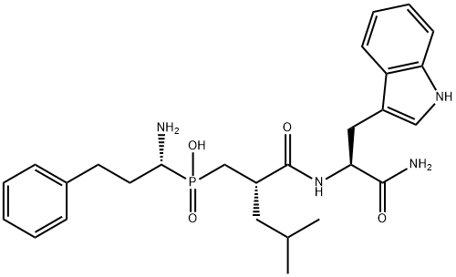 (S)-2-((S)-1-amino-3-(1H-indol-3-yl)-1-oxopropan-2-ylcarbamoyl)-4-methylpenty((R)-1-amino-3-phenylpropyl)phosphinic acid Struktur