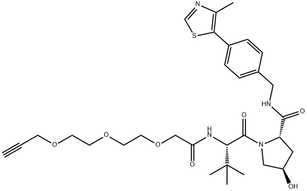 (2S,4R)-1-((S)-2-(tert-Butyl)-4-oxo-6,9,12-trioxa-3-azapentadec-14-yn-1-oyl)-4-hydroxy-N-(4-(4-methylthiazol-5-yl)benzyl)pyrrolidine-2-carboxamide Structure