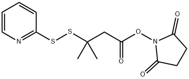 2,5-Dioxopyrrolidin-1-yl 3-methyl-3-(pyridin-2-yldisulfanyl)butanoate Structure