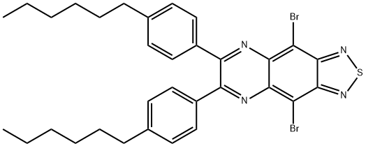 4,9-dibromo-6,7-bis(4-hexylphenyl)-[1,2,5]thiadiazolo[3,4-g]quinoxaline Structure