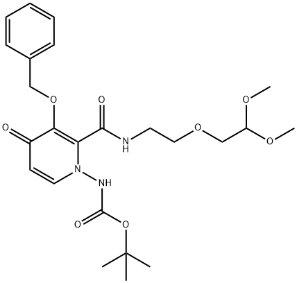 N-[2-[[[2-(2,2-dimethoxyethoxy)ethyl]amino]carbonyl]-4-oxo-3-(phenylmethoxy)-1(4H)-pyridinyl]-Carbamic acid 1,1-dimethylethyl ester Structure