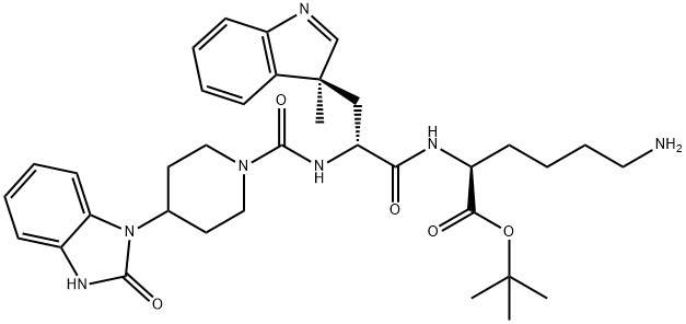 N-[4-(2-Oxo-2,3-Dihydro-1h-Benzimidazol-1- Yl)Piperidin-1-Ylcarbonyl]-[3(S)-Methyl]-D- Tryptophyl-L-Lysine Tert-Butyl Ester, 214348-67-1, 结构式