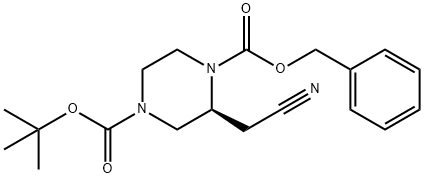 1-苄基4-(叔丁基)(S)-2-(氰基甲基)哌嗪-1,4-二羧酸酯 结构式