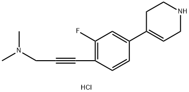 3-(2-Fluoro-4-(1,2,3,6-tetrahydropyridin-4-yl)phenyl)-N,N-dimethylprop-2-yn-1-amine hydrochloride 化学構造式
