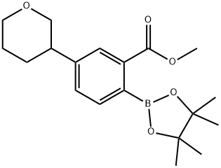 methyl 5-(tetrahydro-2H-pyran-3-yl)-2-(4,4,5,5-tetramethyl-1,3,2-dioxaborolan-2-yl)benzoate Struktur