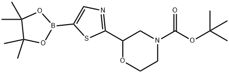 tert-butyl 2-(5-(4,4,5,5-tetramethyl-1,3,2-dioxaborolan-2-yl)thiazol-2-yl)morpholine-4-carboxylate Structure