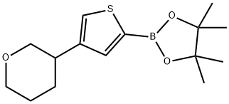4,4,5,5-tetramethyl-2-(4-(tetrahydro-2H-pyran-3-yl)thiophen-2-yl)-1,3,2-dioxaborolane Struktur