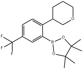 4,4,5,5-tetramethyl-2-(2-(tetrahydro-2H-pyran-3-yl)-5-(trifluoromethyl)phenyl)-1,3,2-dioxaborolane, 2223003-78-7, 结构式