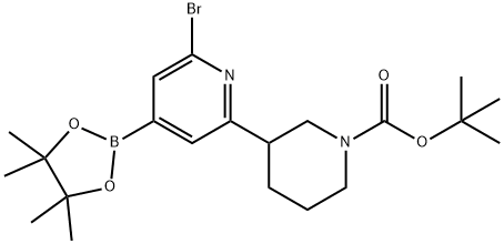 2-Bromo-6-(N-Boc-piperidin-3-yl)pyridine-4-boronic acid  pinacol esier 结构式