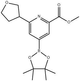 methyl 6-(tetrahydrofuran-3-yl)-4-(4,4,5,5-tetramethyl-1,3,2-dioxaborolan-2-yl)picolinate Structure