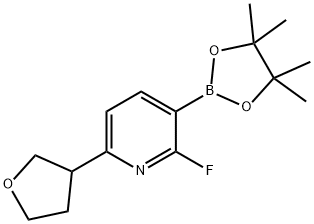 2-fluoro-6-(tetrahydrofuran-3-yl)-3-(4,4,5,5-tetramethyl-1,3,2-dioxaborolan-2-yl)pyridine, 2223009-11-6, 结构式