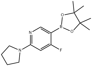 4-Fluoro-2-(pyrrolidino)pyridine-5-boronic acid pinacol ester,2223035-52-5,结构式